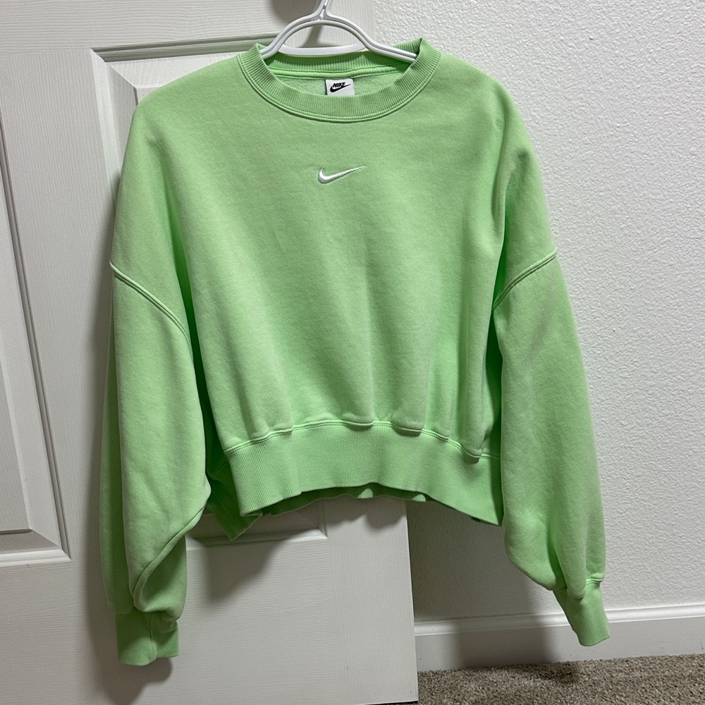 Nike Women's Lime Green Cropped Sweatshirt